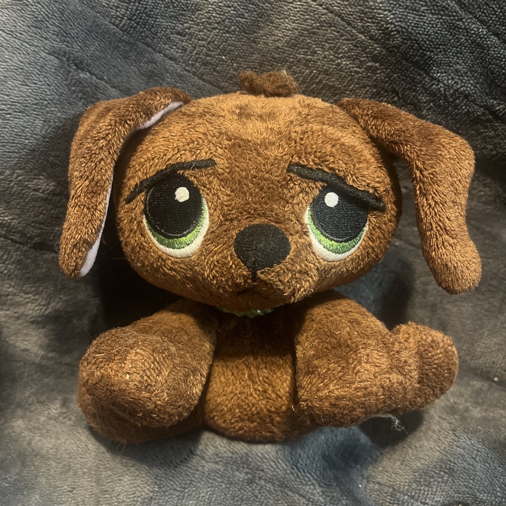 RESCUE PETS Puppy Green Sad Eyes - Green collar 5" Dog Plush